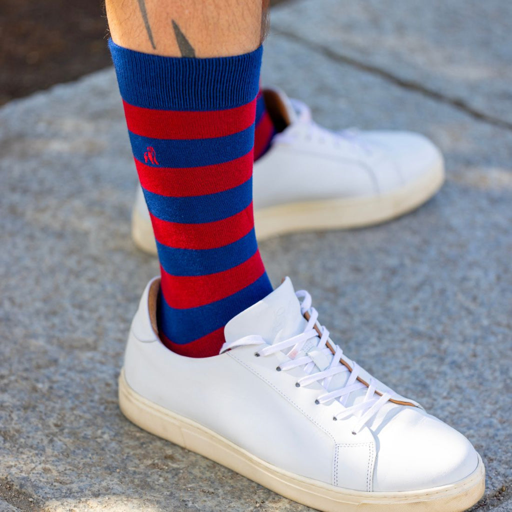 Swole Panda Burgundy Striped Bamboo Socks – Soft & Breathable Blend