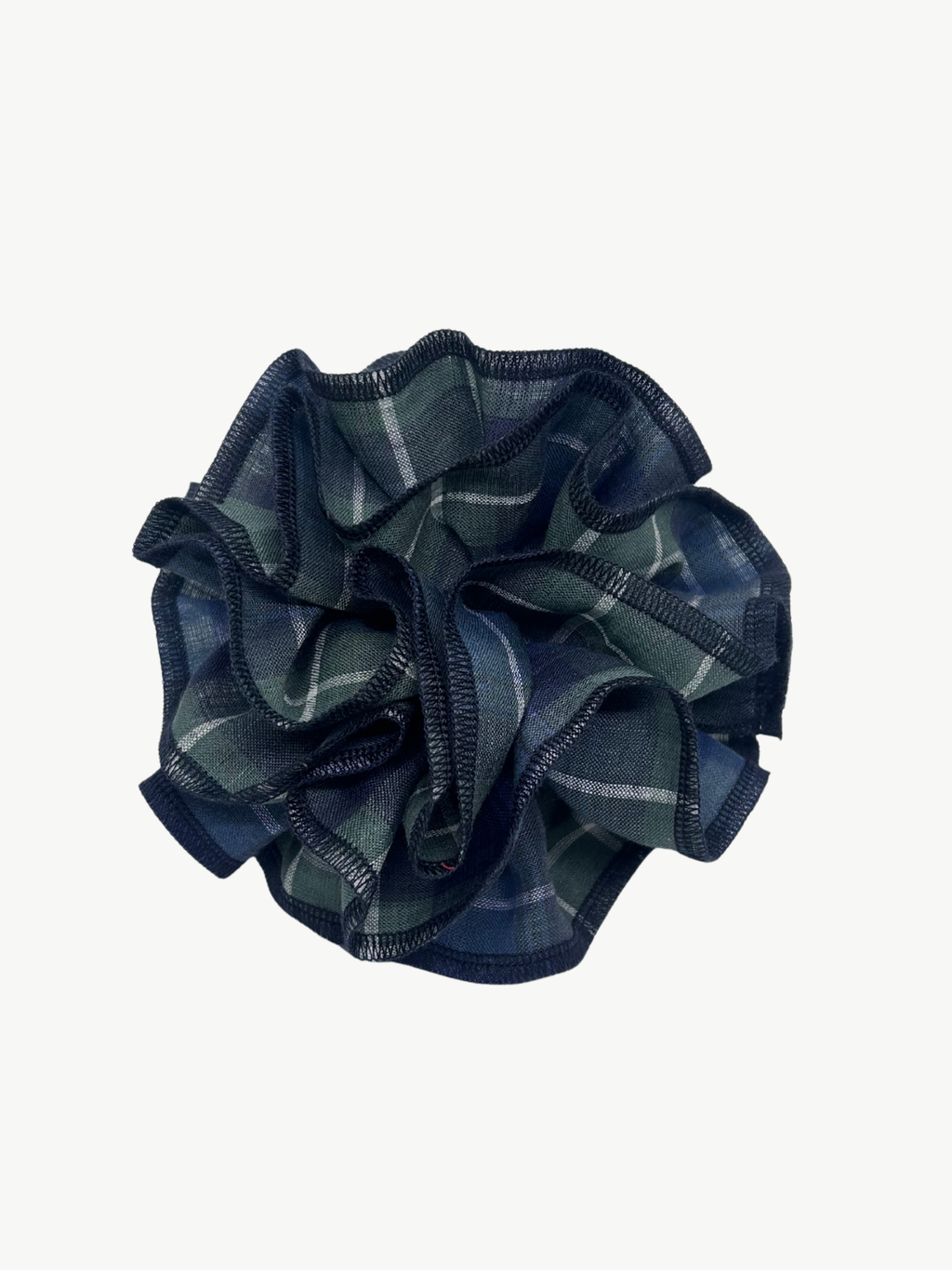 No More Nobody Azaria Organic Linen Scrunchie – Green Check Cotton