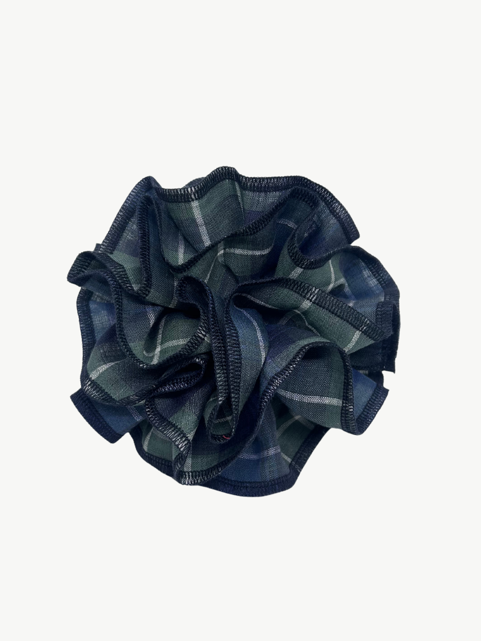 No More Nobody Azaria Organic Linen Scrunchie – Green Check Cotton