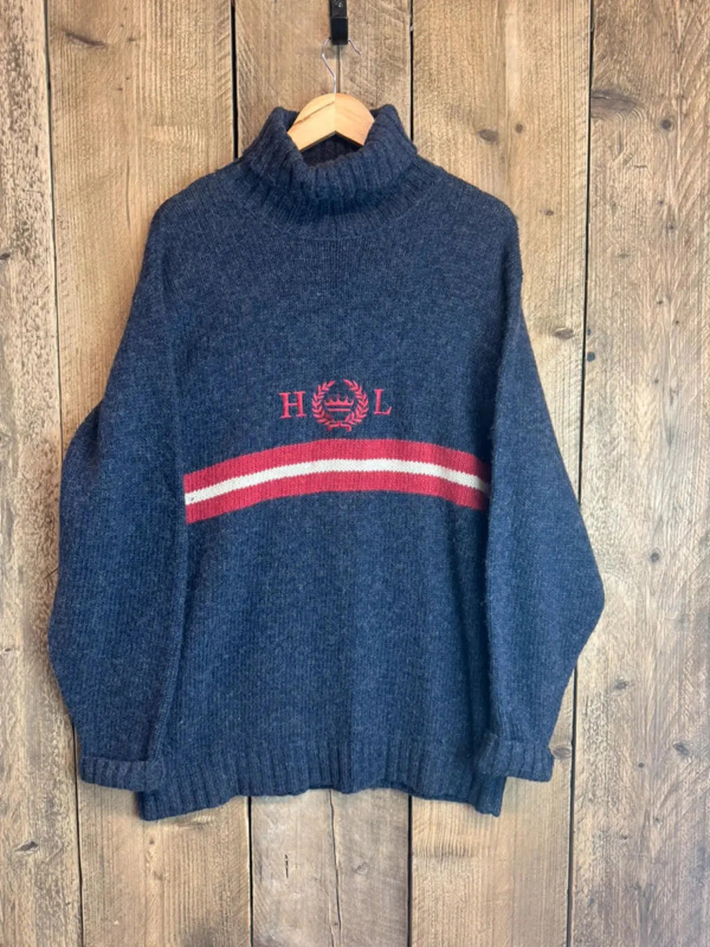 Original 1990s Henri Lloyd 100% wool oversized roll neck jumper sweater medium