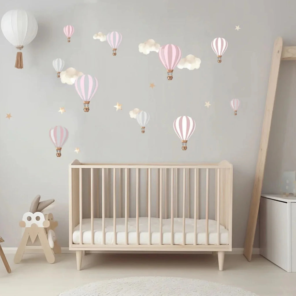 Live Vida Hot Air Balloons Wall Stickers A5 - Pink & Grey