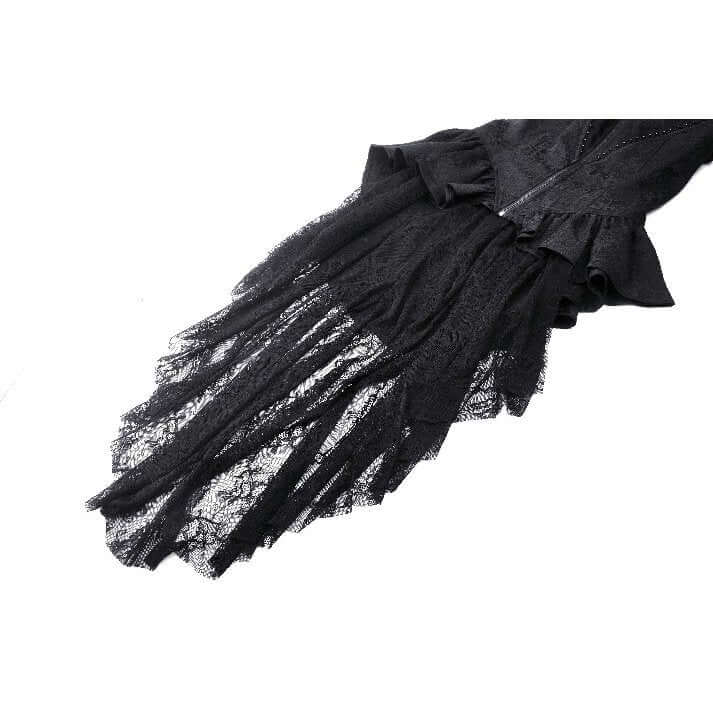 Dark in Love Felicity Gothic Lace Zip Up Tailcoat Shirt – Black