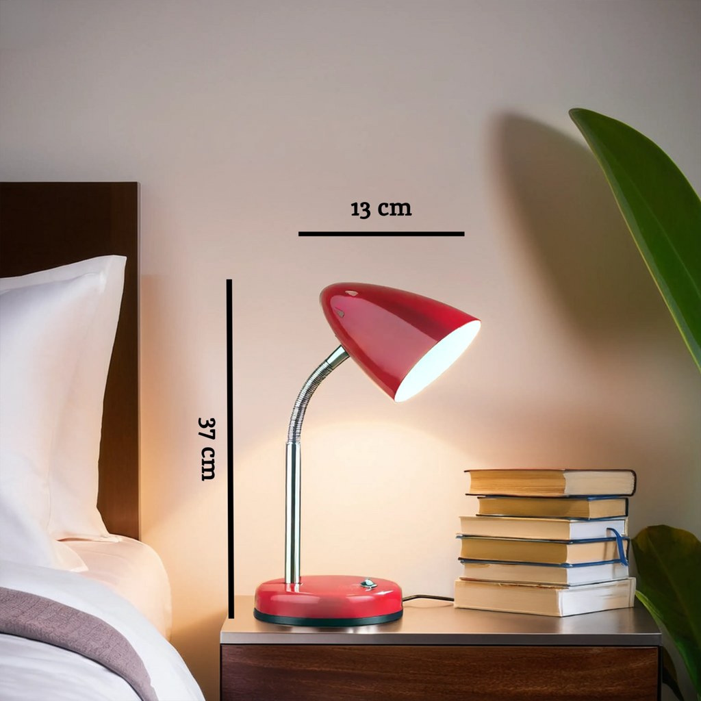 Orsina Flexi Red Gloss Desk Lamp – Modern Adjustable Task Lighting
