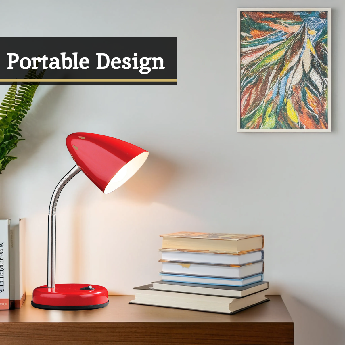 Orsina Flexi Red Gloss Desk Lamp – Modern Adjustable Task Lighting