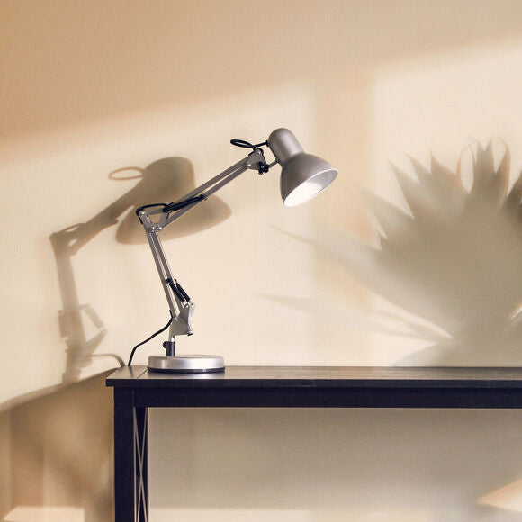 Orsina Payton Studio Silver Grey Desk Lamp | Modern Adjustable Task Light