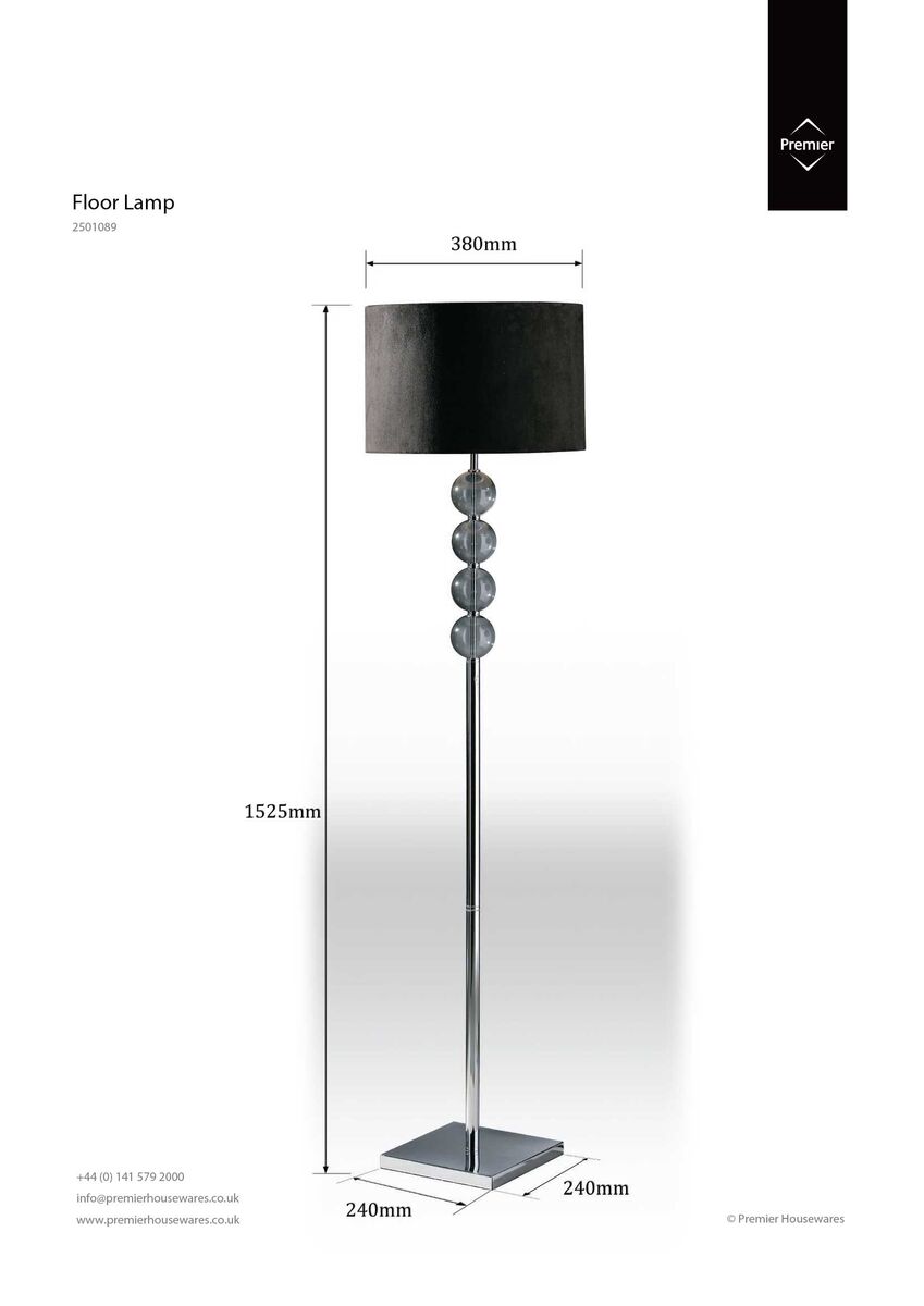 Orsina Mistro Floor Lamp | Black Suede Effect Shade Modern Lighting