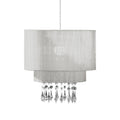 Orsina Riband Silver Voile Pendant Shade – Modern Ceiling Light Cover