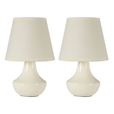 Orsina Globo Cream Ceramic Table Lamps – Set of 2 Bedside Lamps