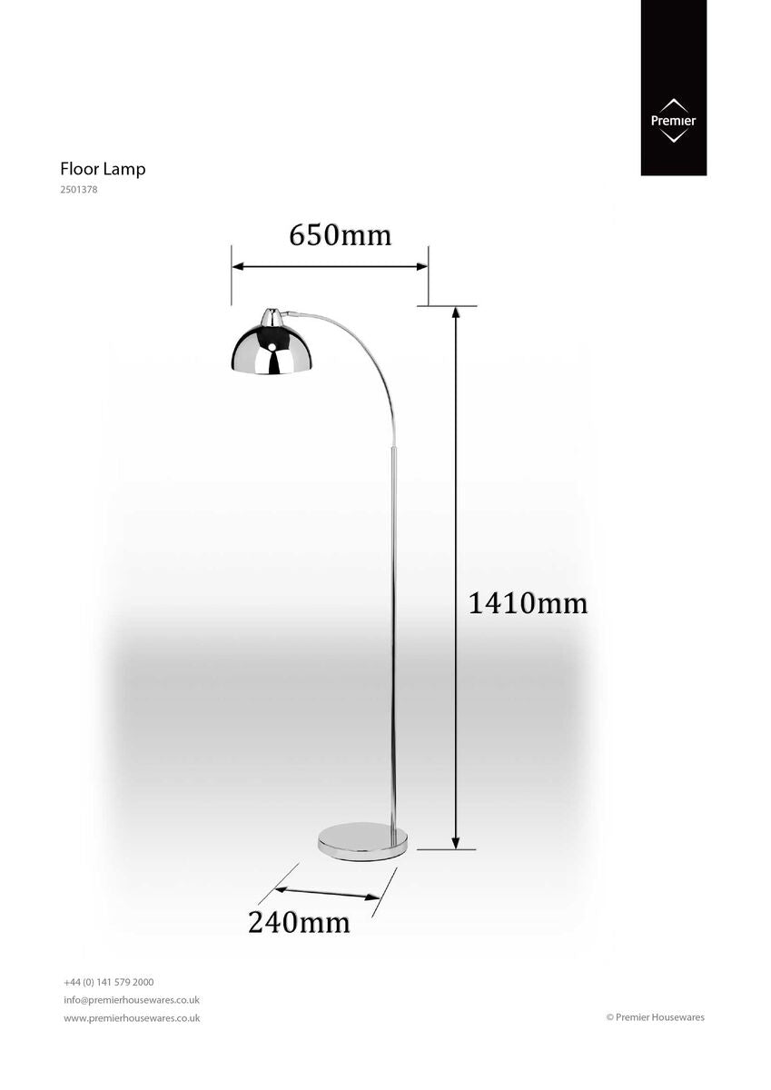 Orsina Calle Chrome Metal Floor Lamp – Modern Standing Reading Light