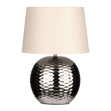 Orsina Amiya Chrome Table Lamp – Dimple Effect with Fabric Shade