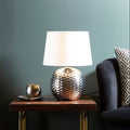 Orsina Amiya Chrome Table Lamp – Dimple Effect with Fabric Shade