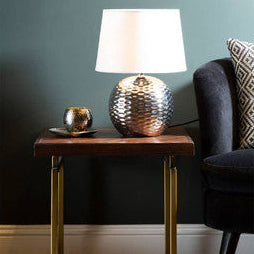 Orsina Amiya Chrome Table Lamp – Dimple Effect with Fabric Shade
