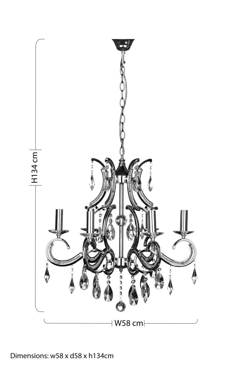 Orsina Cassandra 6-Arm Crystal Chandelier | Luxury Ceiling Light