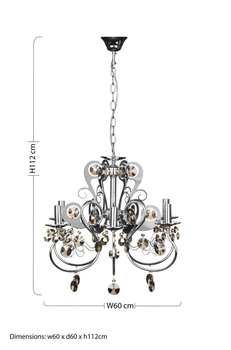 Orsina Dana 6-Arm Crystal Chandelier – Luxury Statement Ceiling Light
