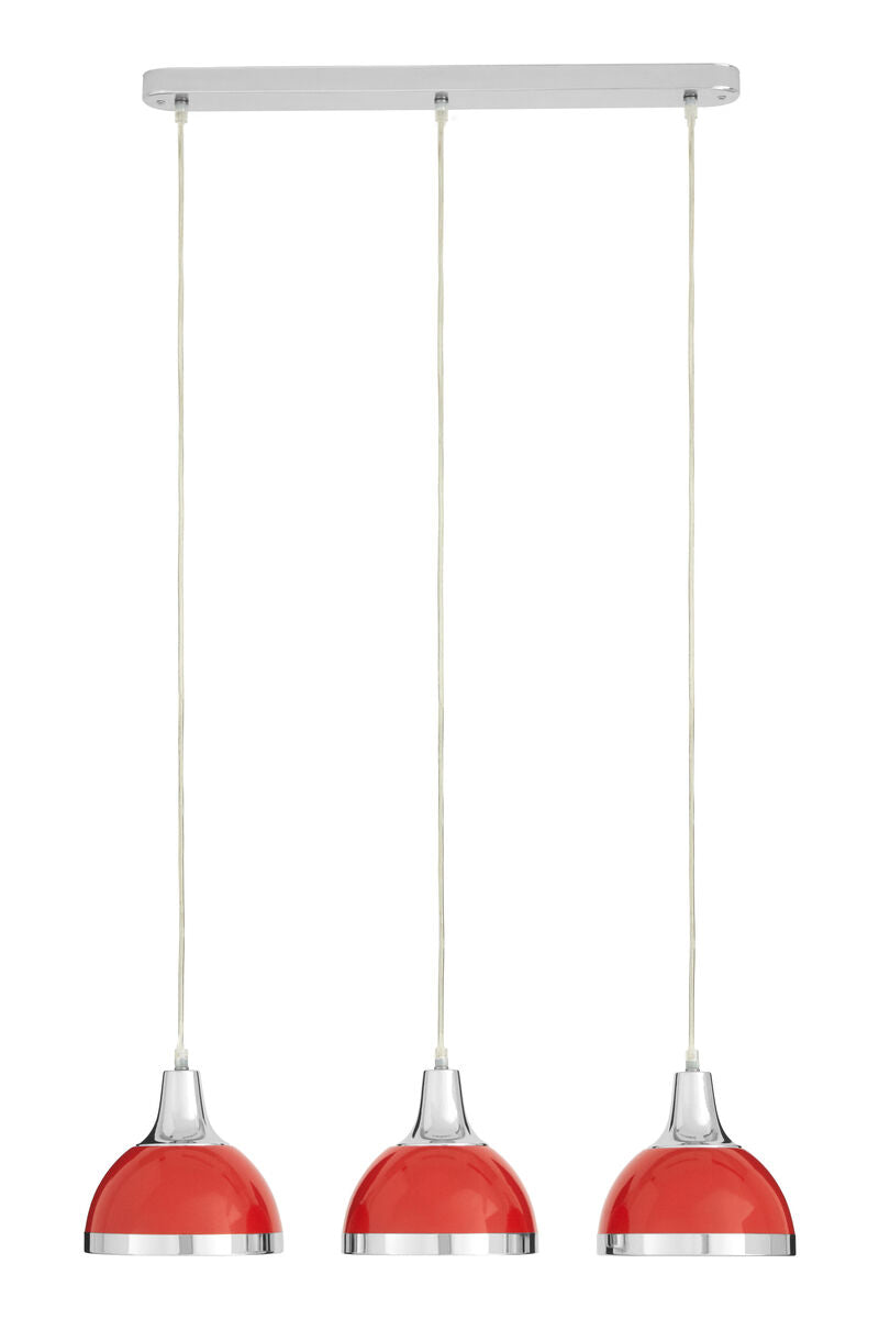 Orsina Jasper 3-Light Linear Pendant – Red & Chrome Kitchen Light