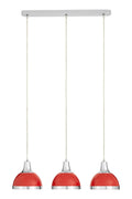 Orsina Jasper 3-Light Linear Pendant – Red & Chrome Kitchen Light