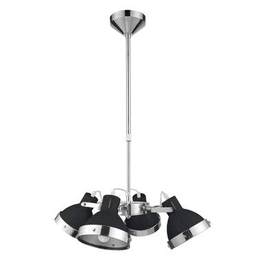 Orsina Jasper 4-Light Pendant Light – Black Shade & Chrome Finish