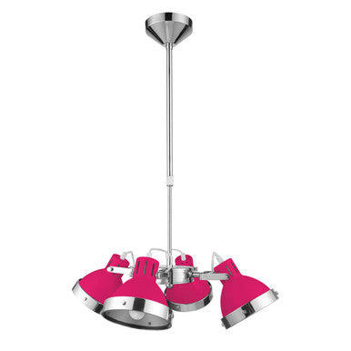 Orsina Jasper Hot Pink and Chrome 4-Light Pendant Ceiling Light