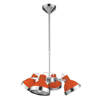 Orsina Jasper 4-Light Pendant Light – Orange & Chrome Kitchen Light