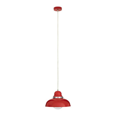 Orsina Jasper Red Pendant Light | Modern Chrome Detail Dome Lamp