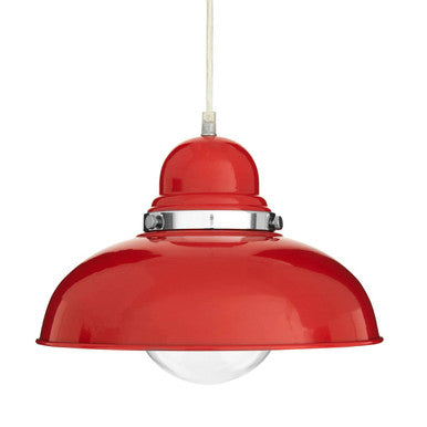 Orsina Jasper Red Pendant Light | Modern Chrome Detail Dome Lamp