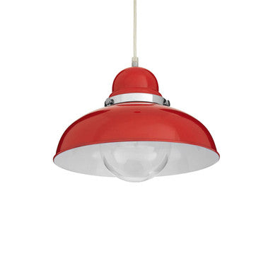 Orsina Jasper Red Pendant Light | Modern Chrome Detail Dome Lamp