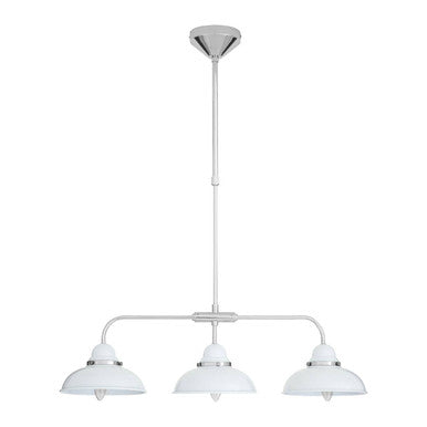 Orsina Jasper 3 Light Pendant Light | White and Chrome Ceiling Lamp