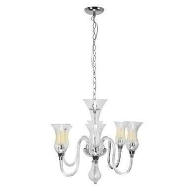 Orsina Abelia 6-Arm Chandelier – Modern Glass and Chrome Ceiling Light