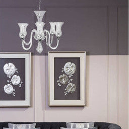 Orsina Abelia 6-Arm Chandelier – Modern Glass and Chrome Ceiling Light