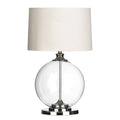 Orsina Edna Round Glass Table Lamp with White Linen Shade