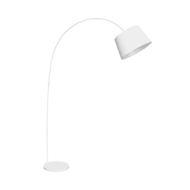 Orsina Brunswick White Metal Arched Floor Lamp with Fabric Shade