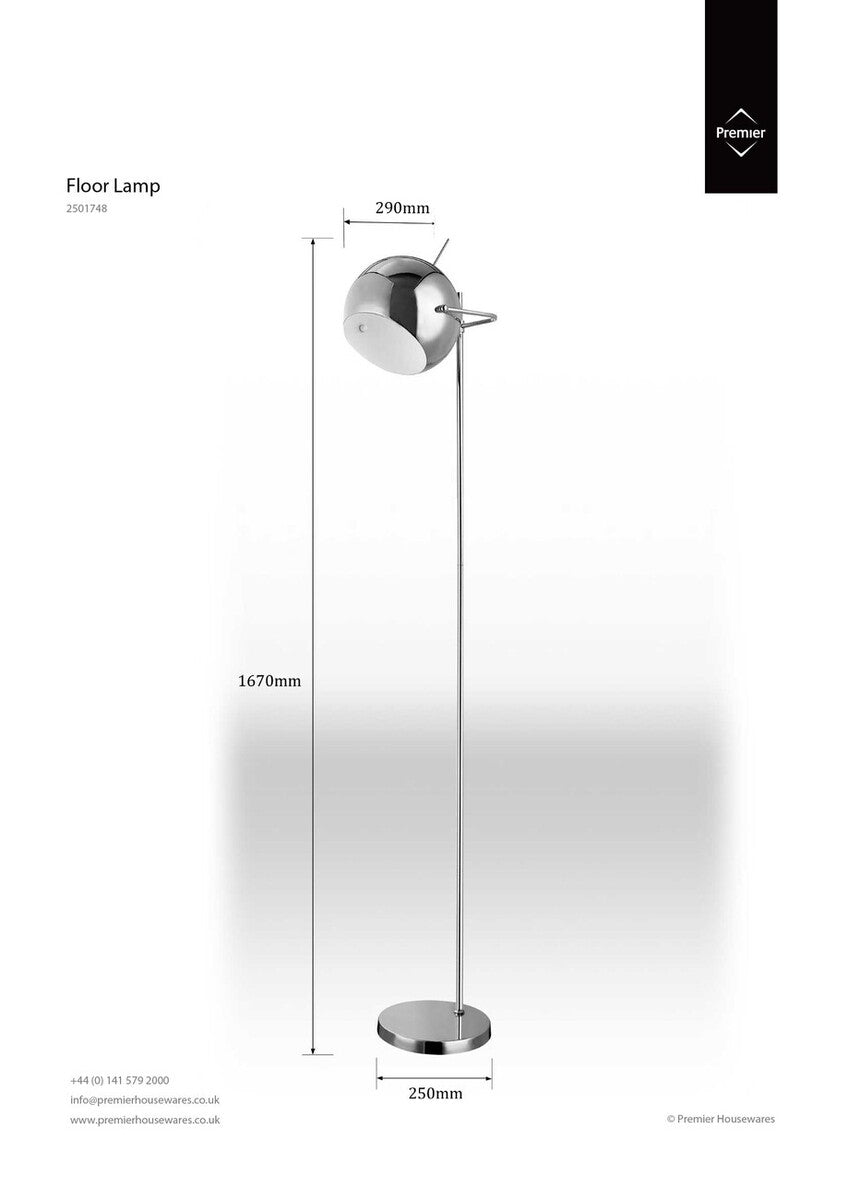 Orsina Osborn Chrome Floor Lamp with White Inner Shade – Modern Lighting