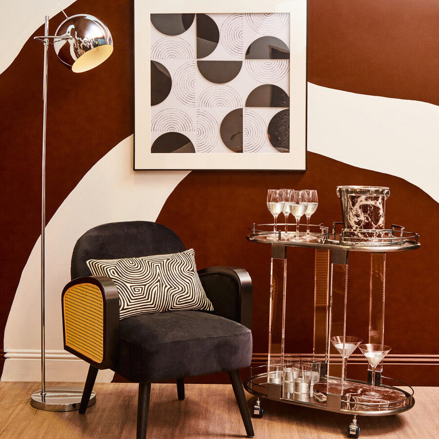 Orsina Osborn Chrome Floor Lamp with White Inner Shade – Modern Lighting
