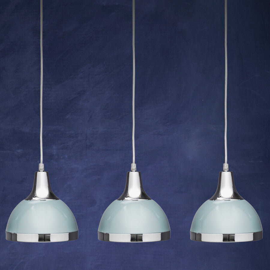 Orsina Vermont Pendant Light – Blue and Chrome Three Shutter Shade