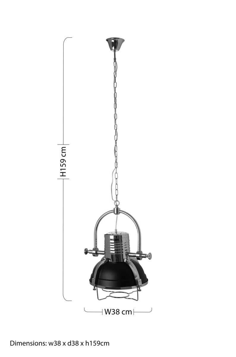 Orsina Industrial Revolution Black Metal Pendant Light for Kitchens