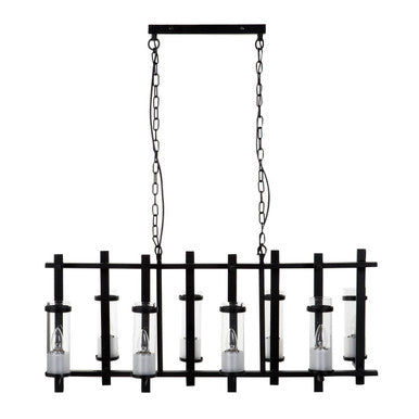 Orsina Aspen Wide Glass Pendant Light – Modern Iron Kitchen Island Light
