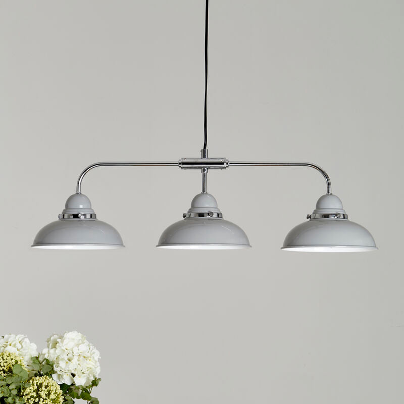 Orsina Jasper 3-Light Pendant Light | Grey & Chrome Kitchen Lighting