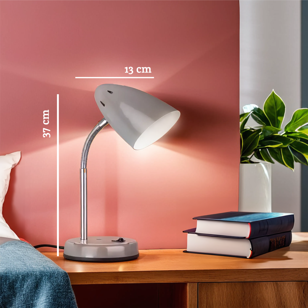 Orsina Flexi Grey Desk Lamp – Adjustable Modern Task Light for Study