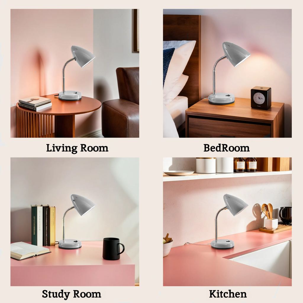 Orsina Flexi Grey Desk Lamp – Adjustable Modern Task Light for Study