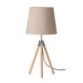 Orsina Stockholm Tripod Table Lamp – Wooden Base with Flax Shade
