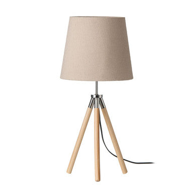 Orsina Stockholm Tripod Table Lamp – Wooden Base with Flax Shade