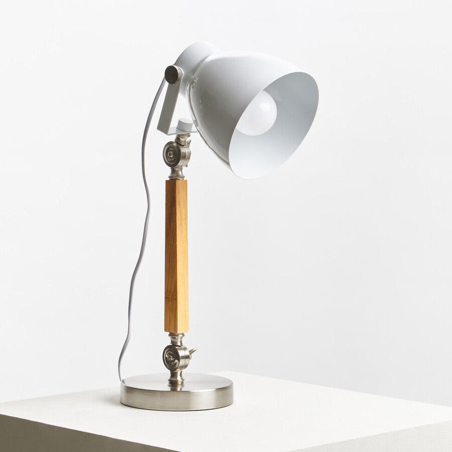 Orsina Stockholm Table Lamp – Scandinavian Wood Desk Lamp with UK Plug
