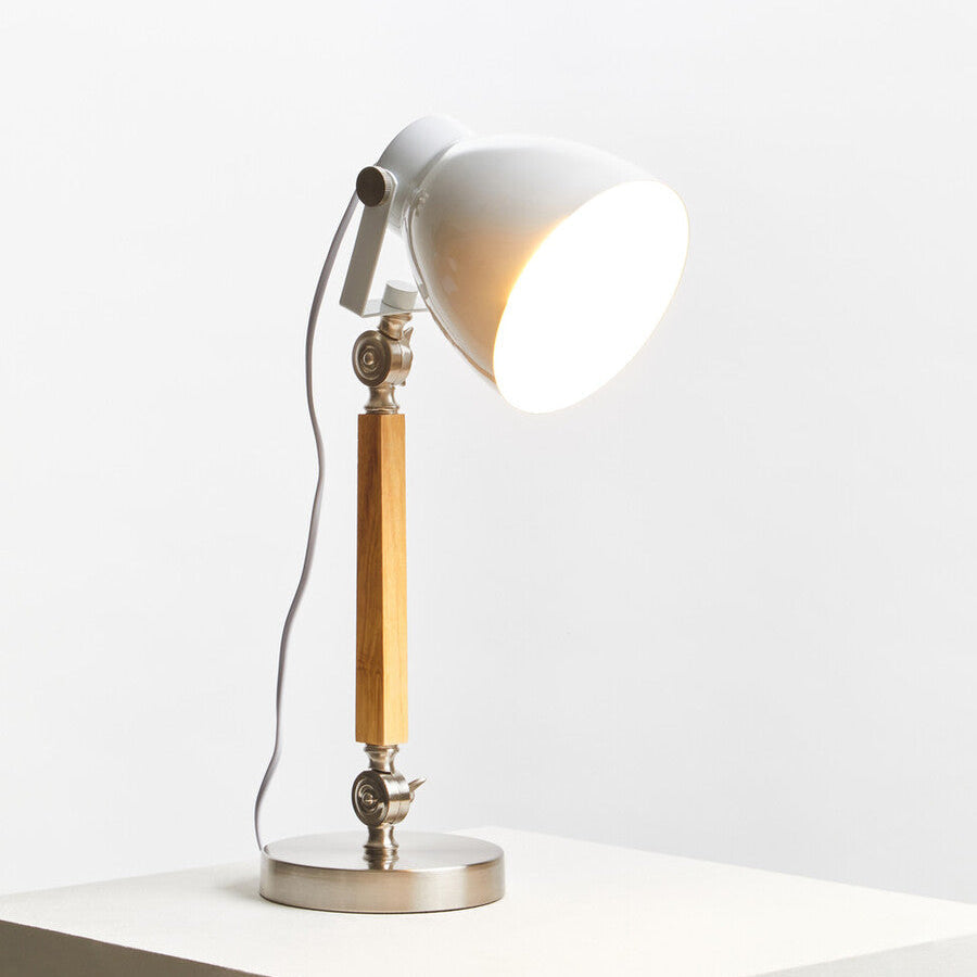 Orsina Stockholm Table Lamp – Scandinavian Wood Desk Lamp with UK Plug