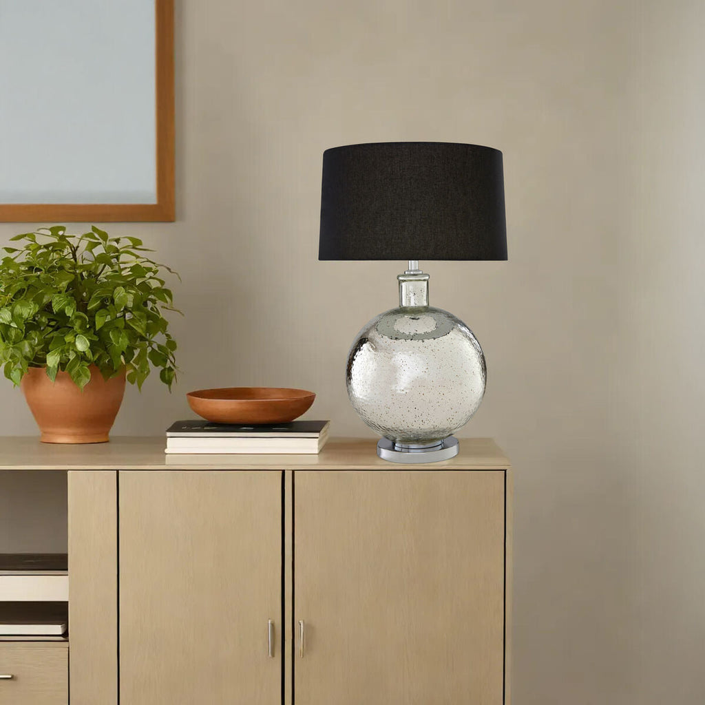 Orsina Aysel Glass Table Lamp – Modern Accent Lamp with Black Shade