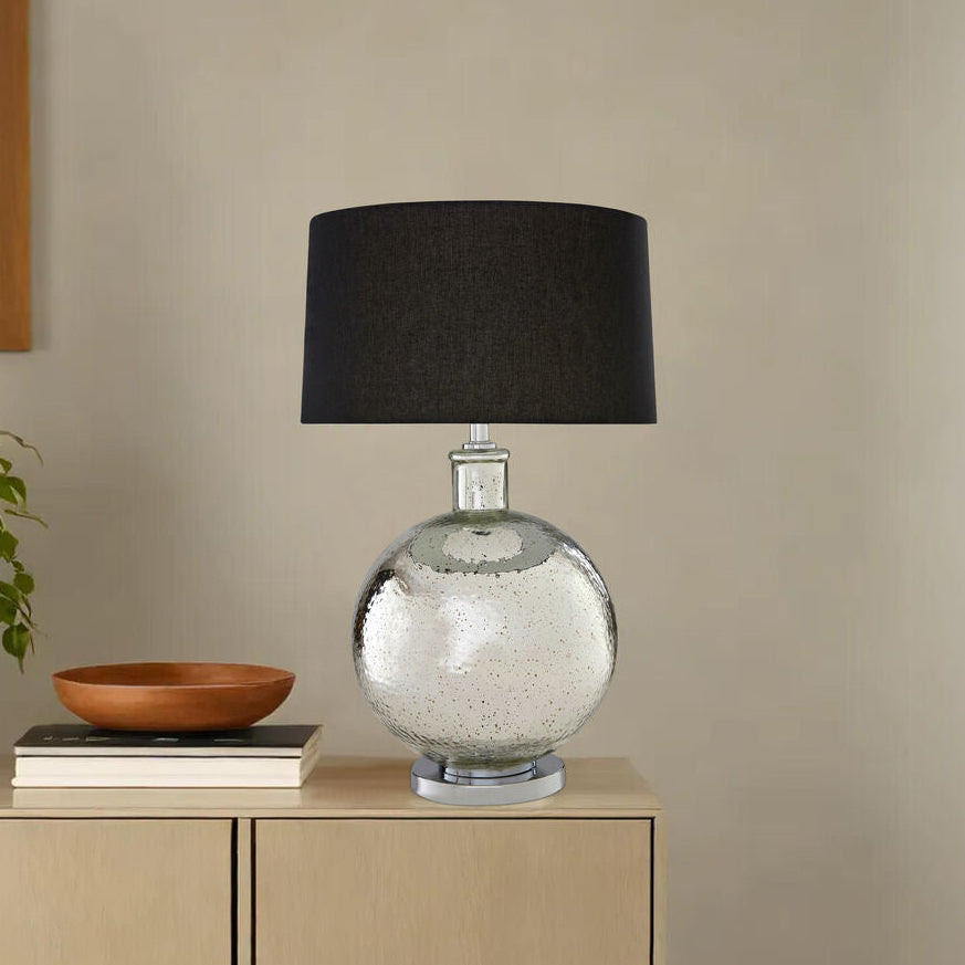 Orsina Aysel Glass Table Lamp – Modern Accent Lamp with Black Shade