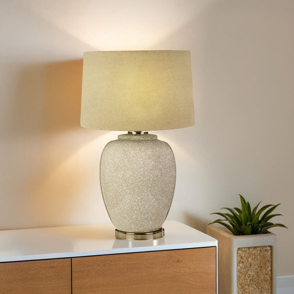 Orsina Anora Ceramic Table Lamp with Linen Shade – Modern Bedroom Light