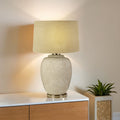 Orsina Anora Ceramic Table Lamp with Linen Shade – Modern Bedroom Light