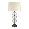 Orsina Argi Glass Table Lamp with Cream Ivory Drum Shade – Clear Base