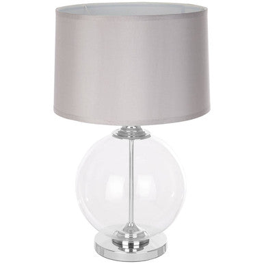 Orsina Edna Small Glass Table Lamp with Silver Silk Shade