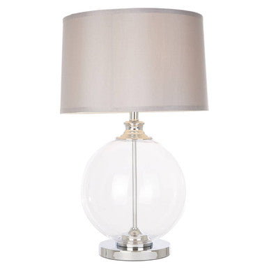 Orsina Edna Small Glass Table Lamp with Silver Silk Shade